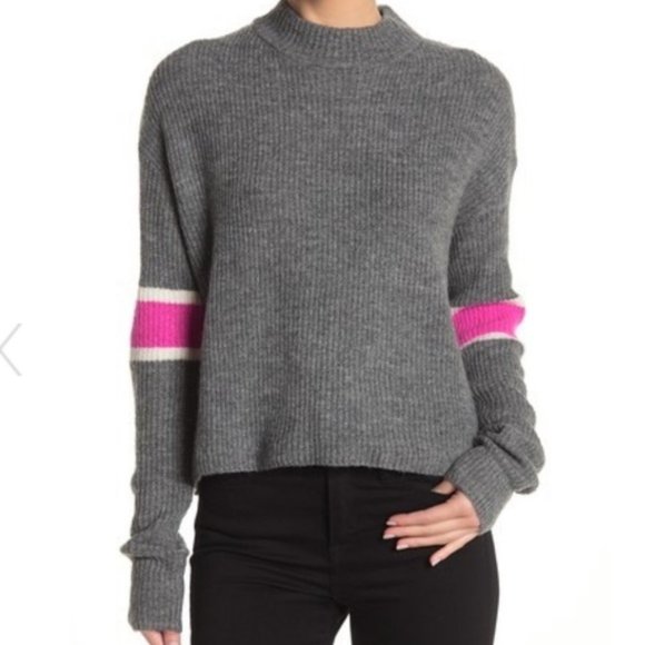 John + Jenn Sweaters - NWT John + Jenn Varsity Stripe Mock Neck Sweater M